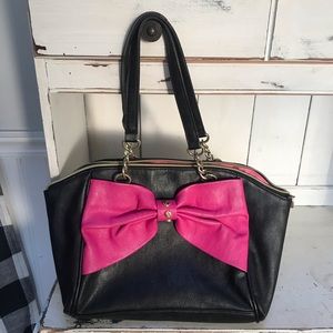 Betsey Johnson Black and Pink Bow Purse